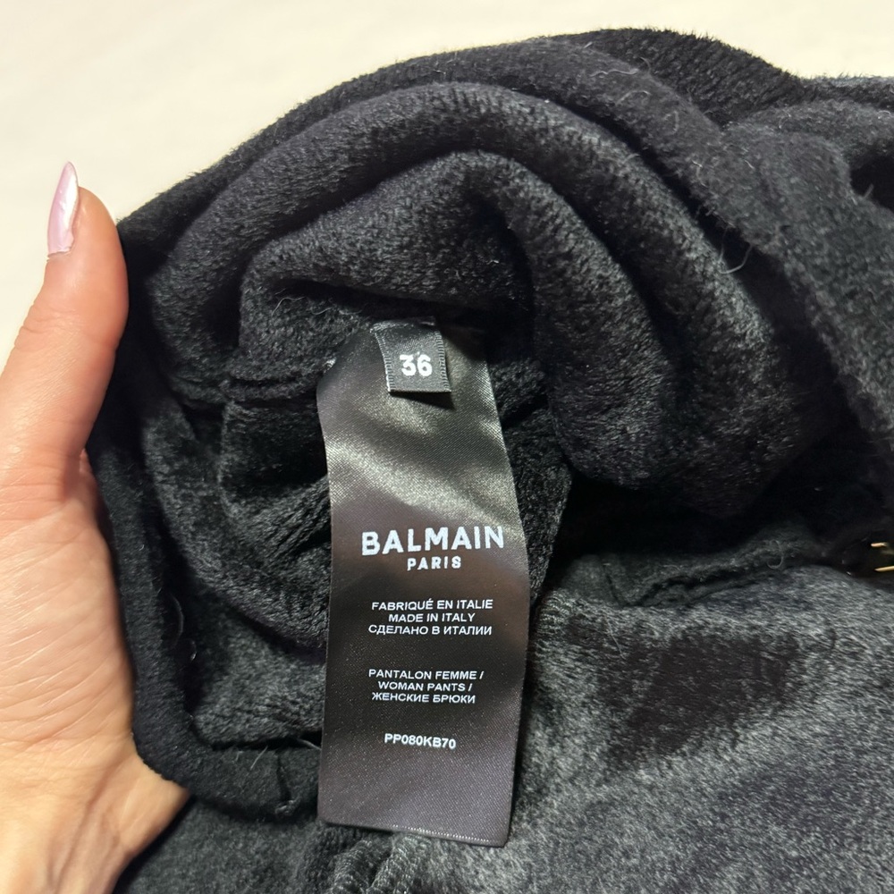 BALMAIN Slim Fit Bootcut Pants in Viscose Blend Knit in Black - Picture 9 of 12